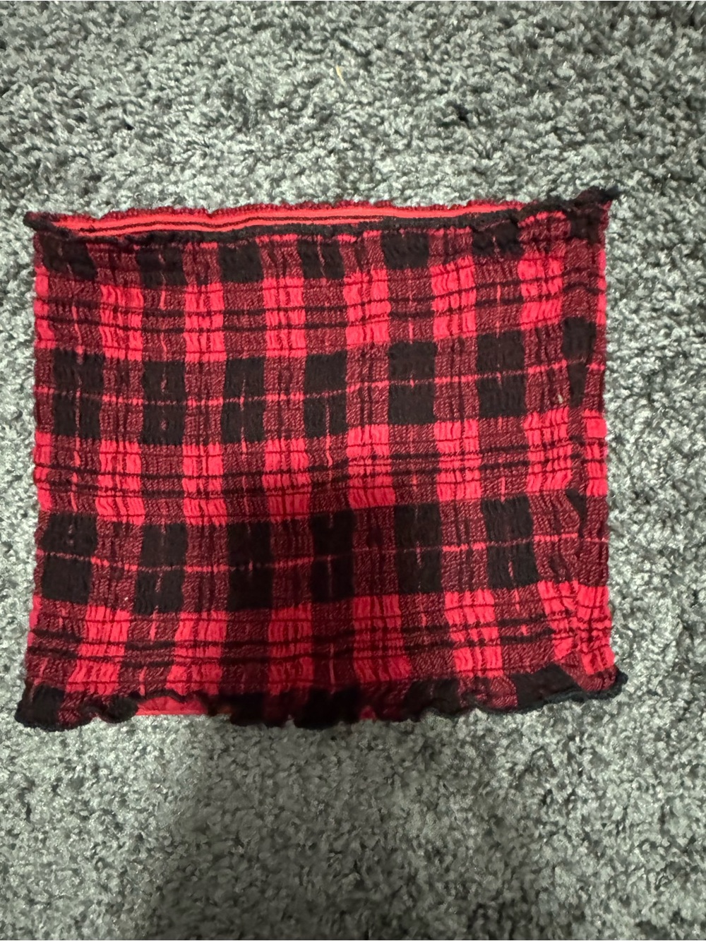 Red and Black Plaid Women's Tube top.. Hollister